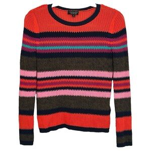 Topshop Women’s Colorful Striped Knit Bright Retro Crewneck Pullover  Sz 6‎